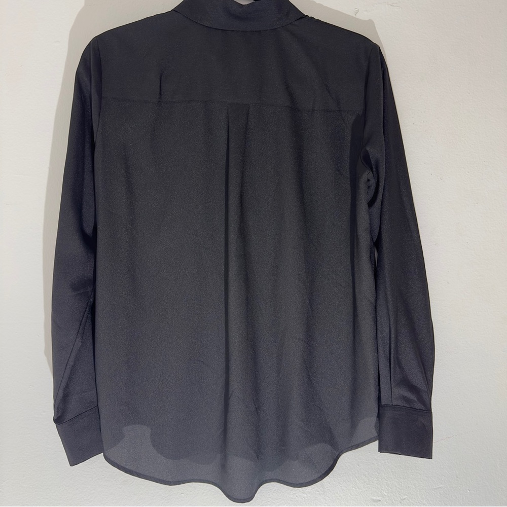 DKNY Black Long Sleeve Blouse XS – Button Down Office Work Shirt Career Top - Picture 3 of 6